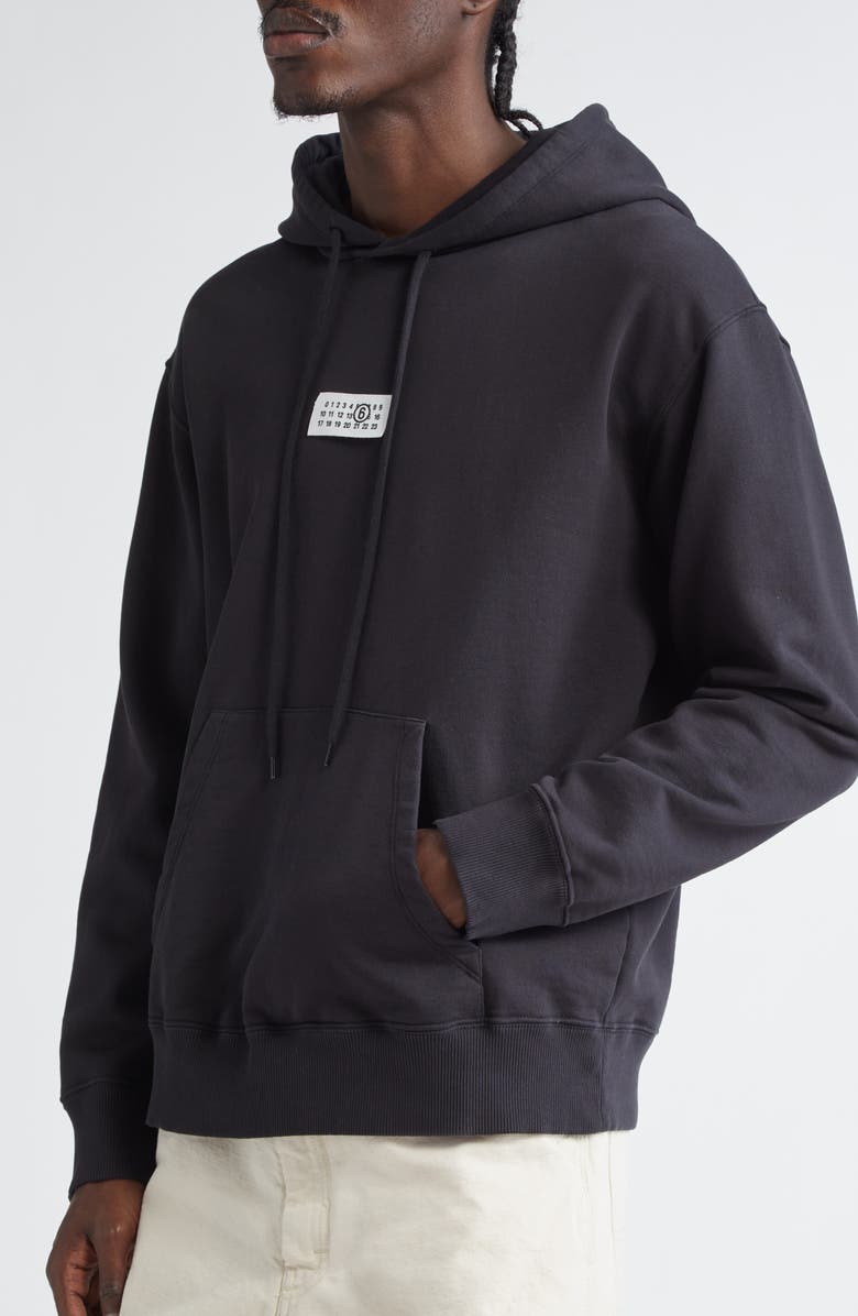 MM6 Maison Margiela Numeric Logo Patch Hoodie, Alternate, color, Washed Black