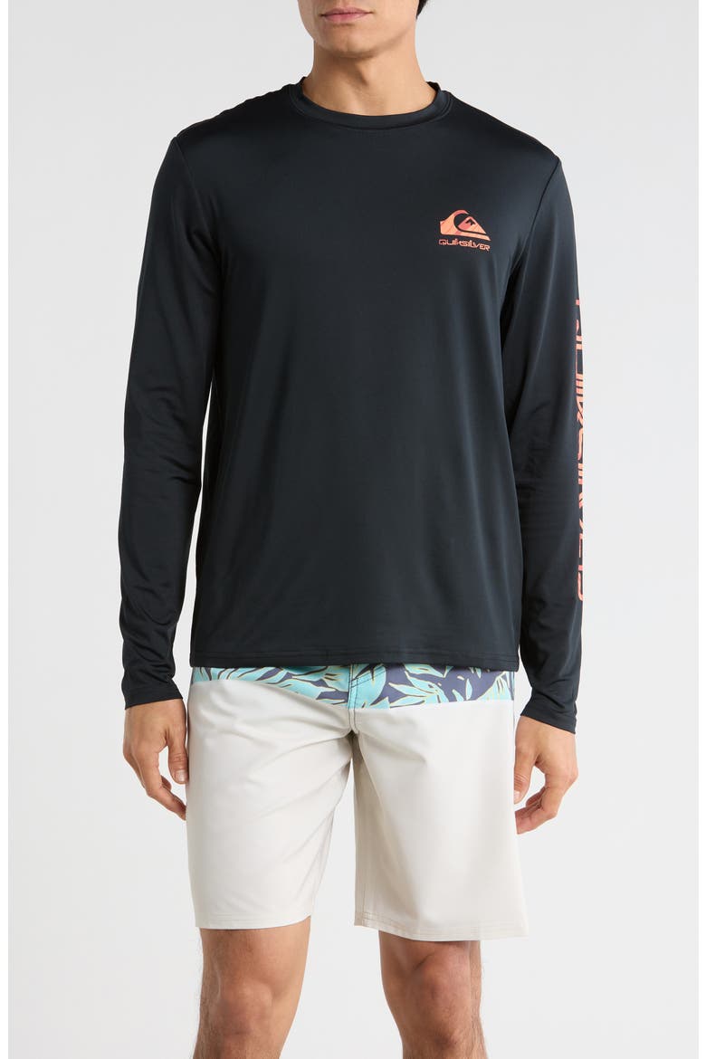 Prow Floral Logo Sun Shirt, Main, color, BLACK
