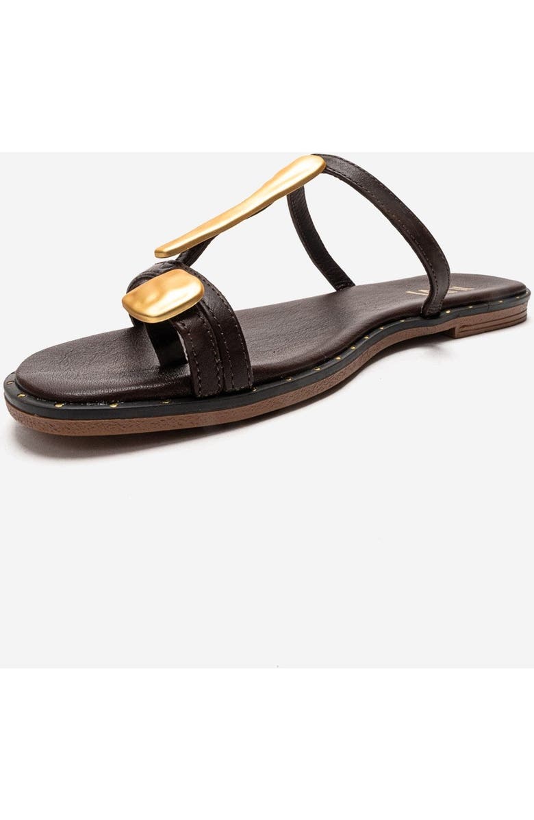 Forever & Always Shoes Tessa Leather Thong Sandal, Alternate, color, Brown
