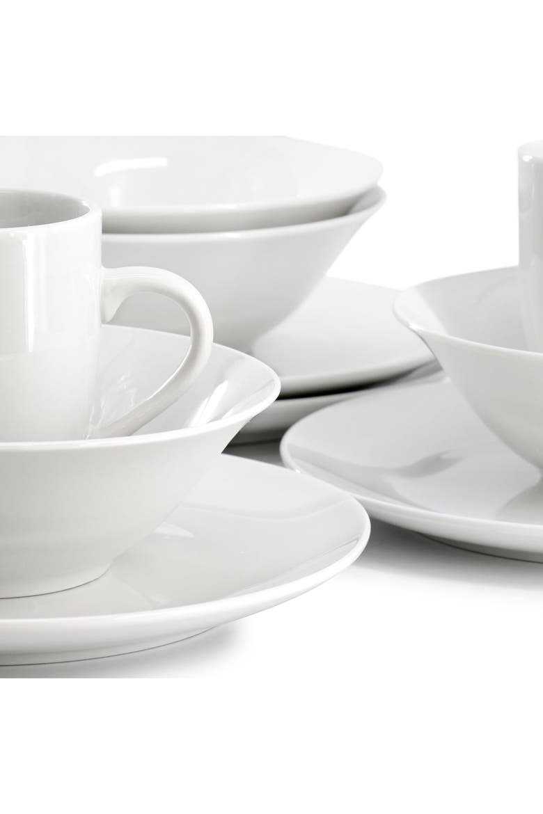 Wintercap 12 Piece Fine Ceramic Dinnerware Set, Alternate, color, White