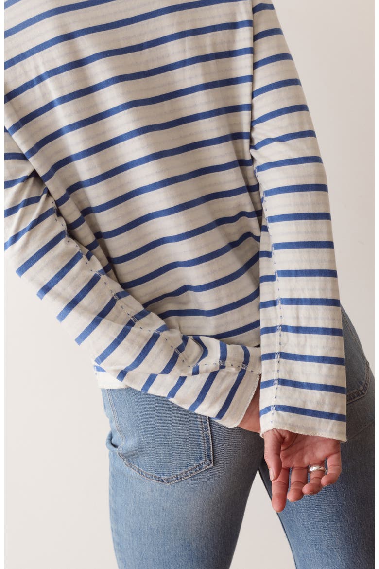 Juno Striped Double Knit Long Sleeve T-Shirt, Alternate, color, FADED BLUE STRIPE