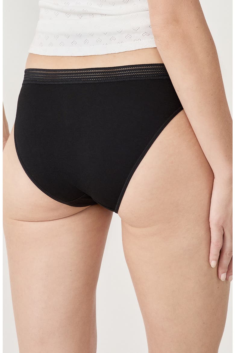 Jack 3-Pack Lace Trim Cotton Blend Bikini Panties, Alternate, color, BLACK