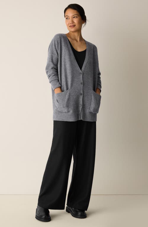 Eileen Fisher Fine Felted Wool Long Cardigan In Regenerative Wool In Gray