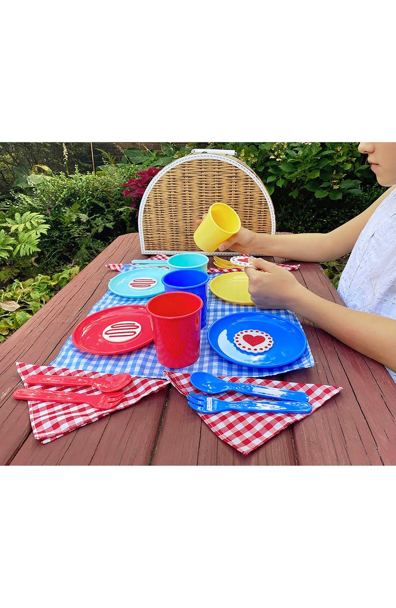 BRIGHT STRIPES 25-Piece Deluxe Picnic Set & Carrying Case, Alternate, color, Multi