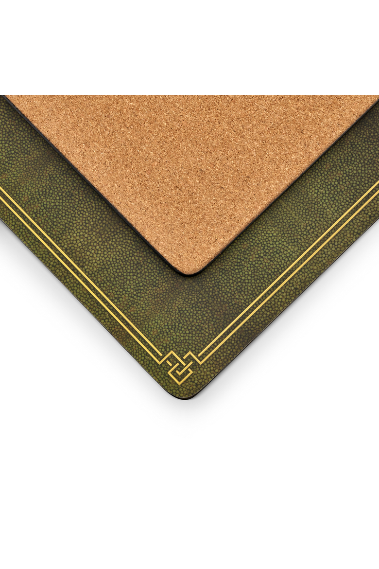 Shagreen Leather Set of 4 Cork Back Placemats, Alternate, color, Green