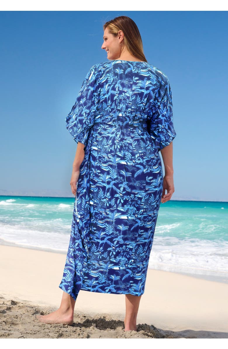 Swim 365 Ruched Caftan Cover Up, Alternate, color, Black