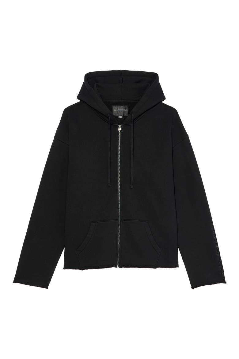Core Raw Hem French Terry Zip Hoodie, Alternate, color, BLACK