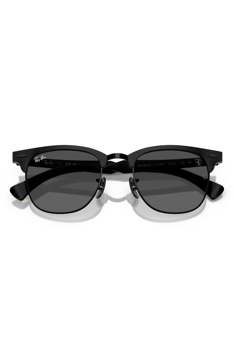 Ray-Ban x Scuderia Ferrari Clubmaster 51mm Square Sunglasses, Alternate, color, Dark Grey