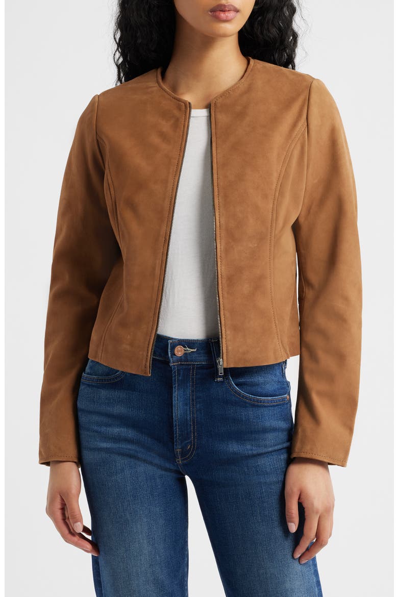 Quynn Suede Jacket, Main, color, DARK CAMEL