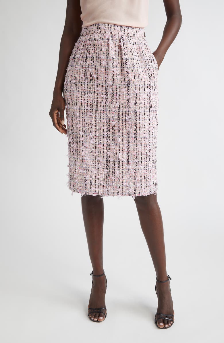 ST. JOHN Eyelash Tweed Skirt, Main, color, Rose Quartz Multi