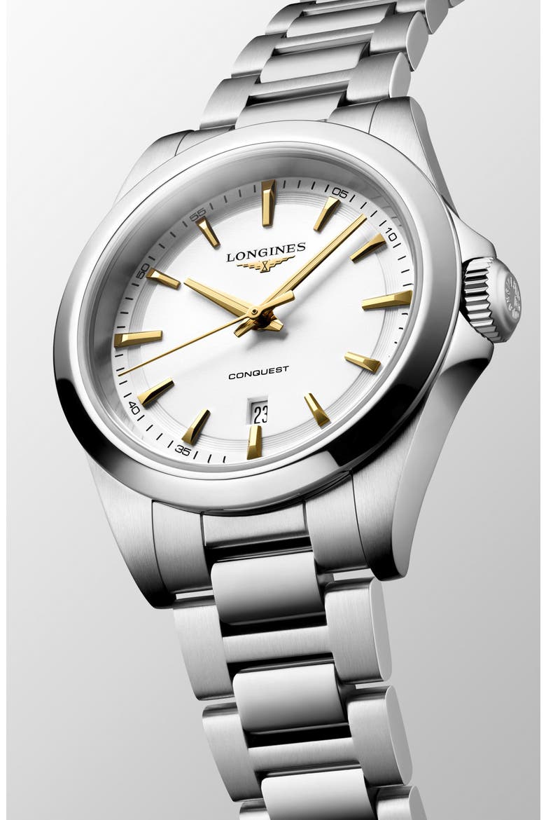 Conquest Bracelet Watch, 30mm, Alternate, color, WHITE