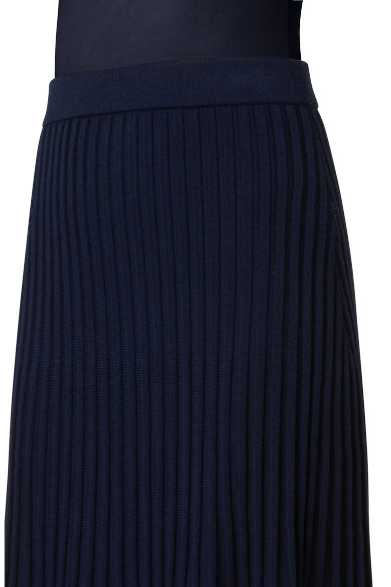 Flared Merino Wool Rib Midi Skirt, Alternate, color, NAVY