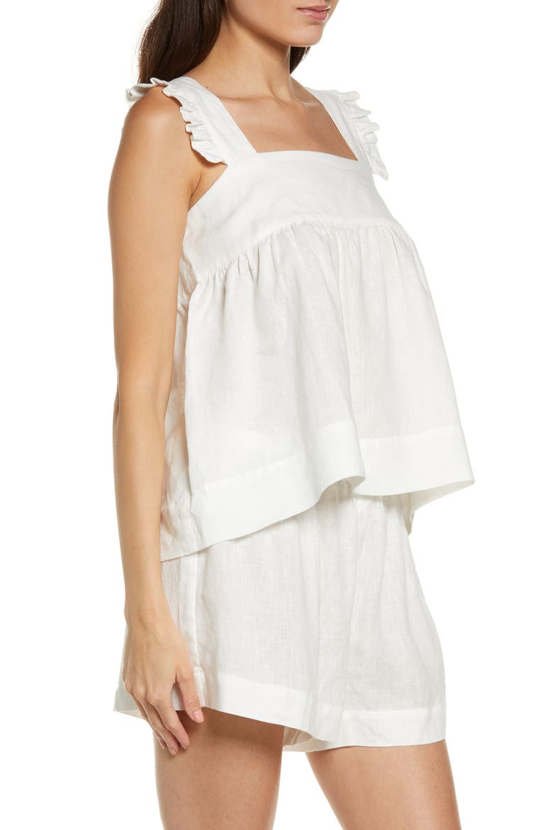 Rebecca Ruffle Camisole & Shorts Pajamas, Alternate, color, WHITE