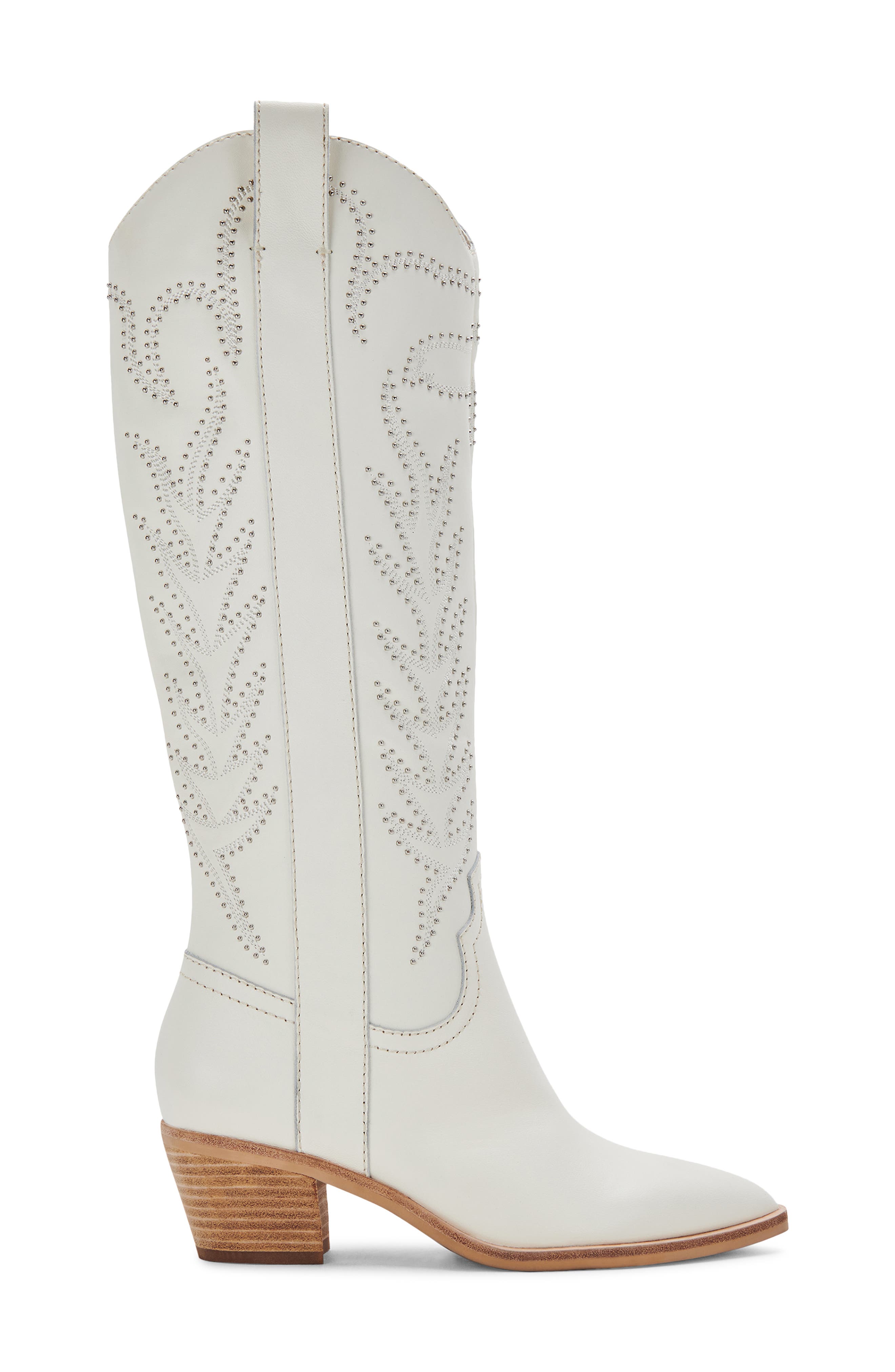 Solei Stud Western Boot, Alternate, color, OFF WHITE LEATHER