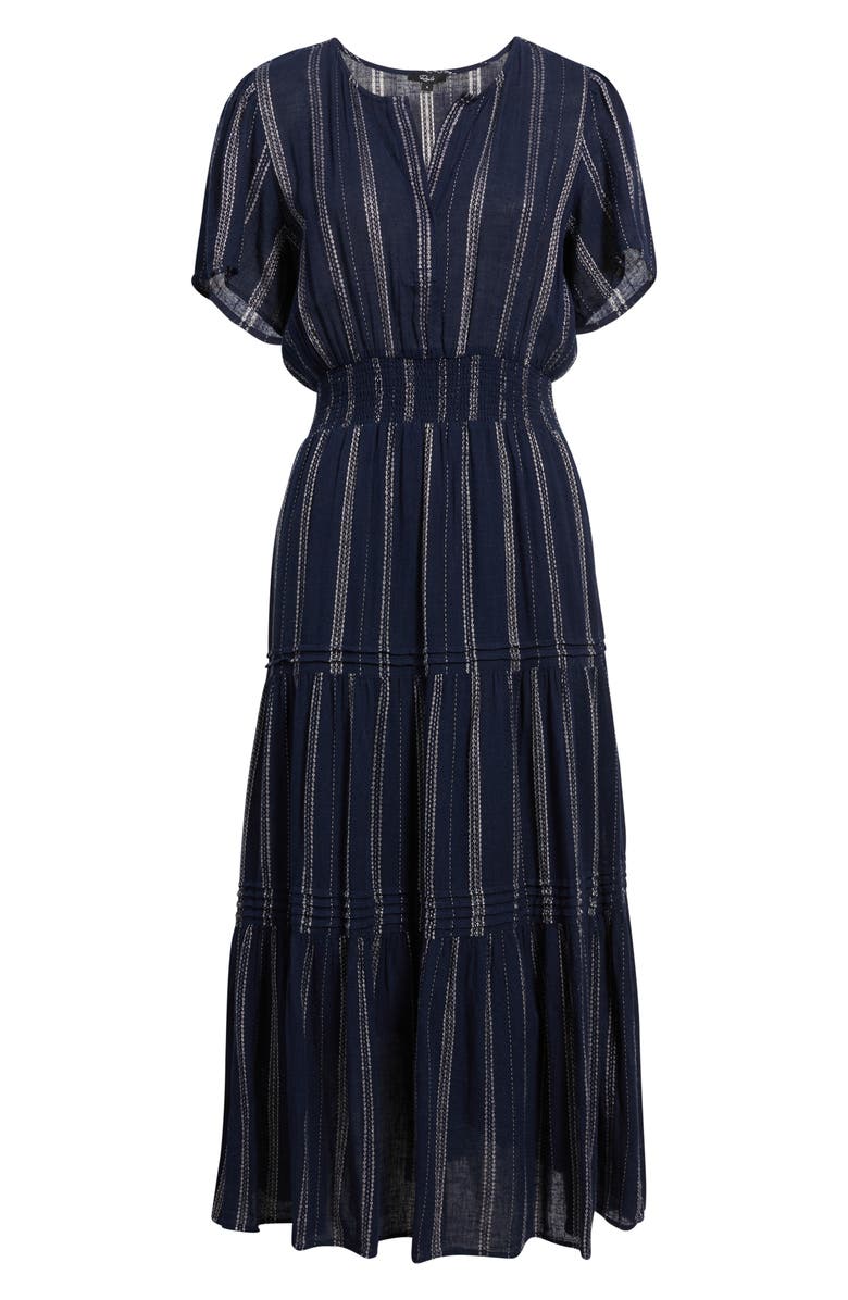 Rails Cannes Stripe Tiered Linen Blend Dress, Alternate, color, Marina Stripe