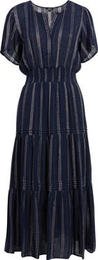 Rails Cannes Stripe Tiered Linen Blend Dress