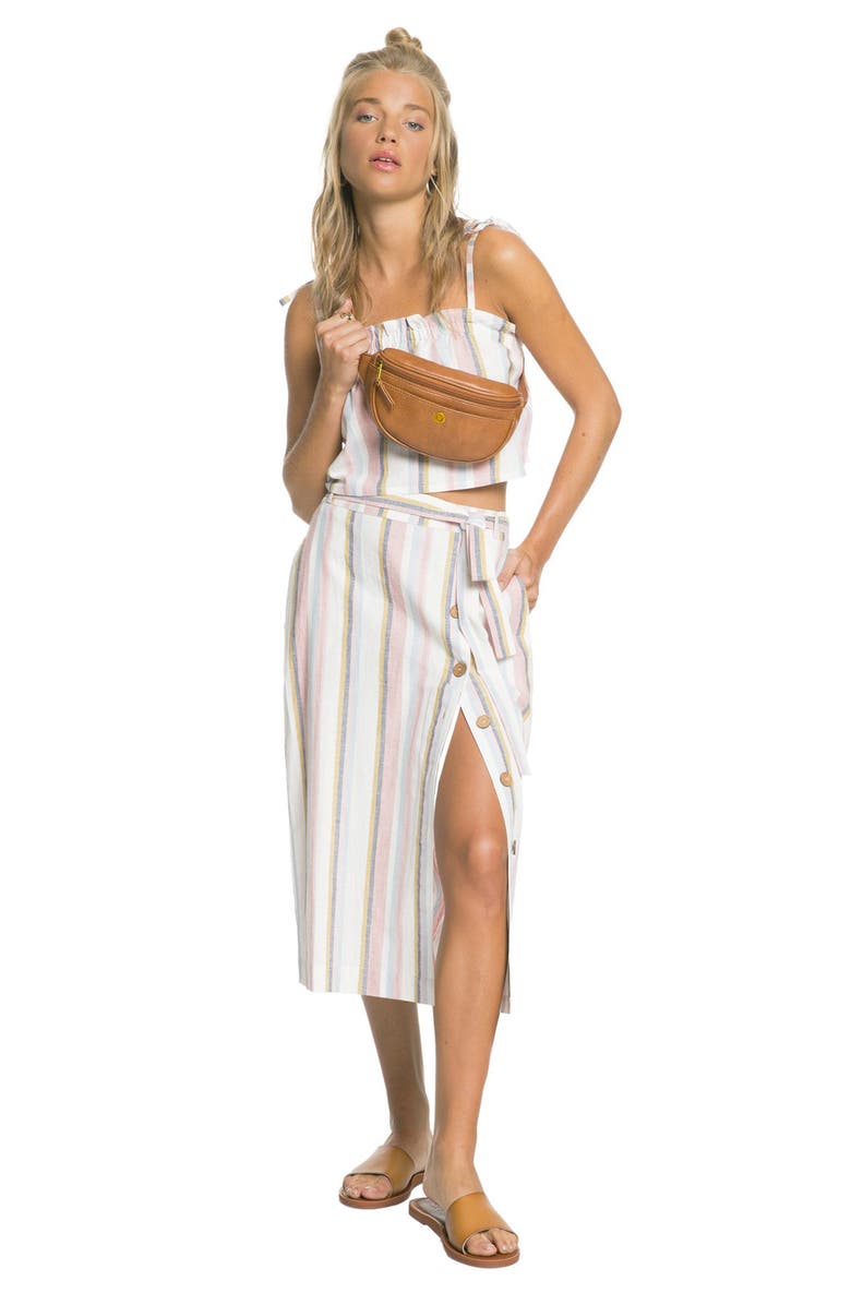 Roxy Lose My Breath Tie Waist Midi Skirt, Alternate, color, 