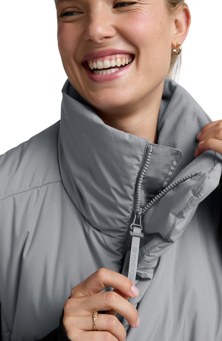 Beyond Yoga Warm-Up Water Repellent Puffer Vest, Alternate, color, Storm Gray
