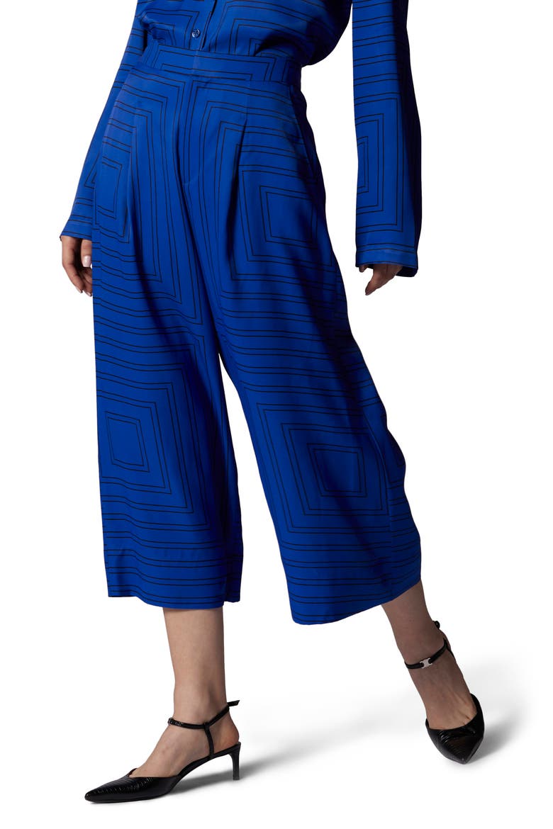 Thoras Crop Wide Leg Trousers, Main, color, SURREALIST BLUE AND TRUE BLACK