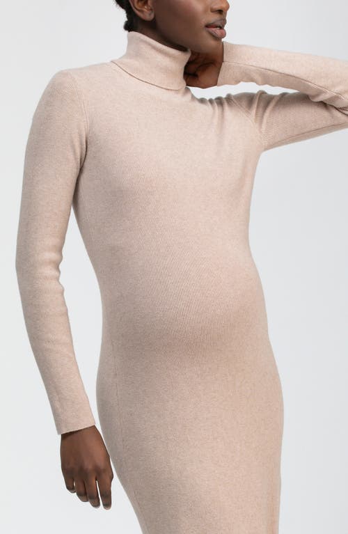 Pietro Brunelli Maternity Penelope Long Sleeve Rib Maternity Midi Sweater Dress In Brown