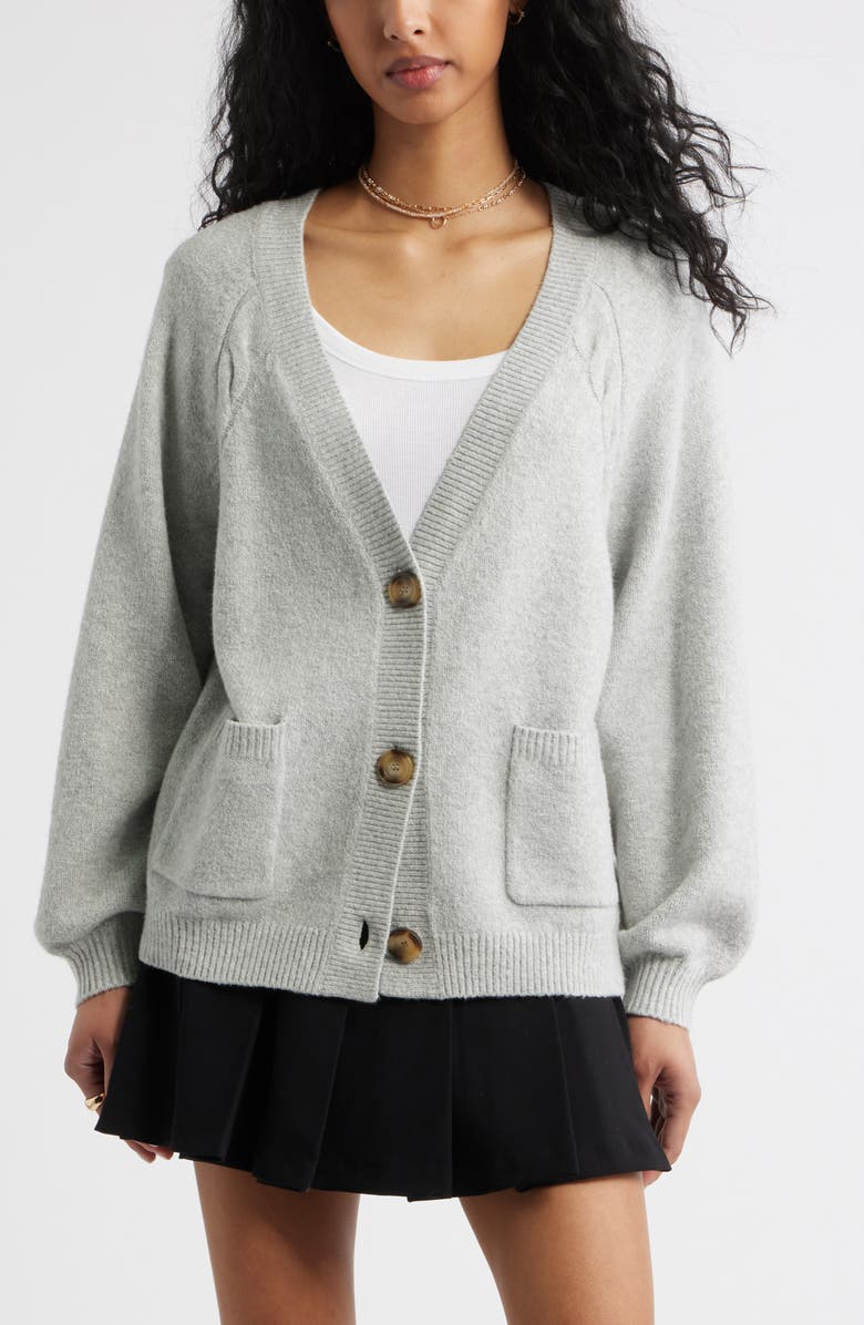 BP. Relaxed Everyday Cardigan, Main, color, Grey Soft Heather