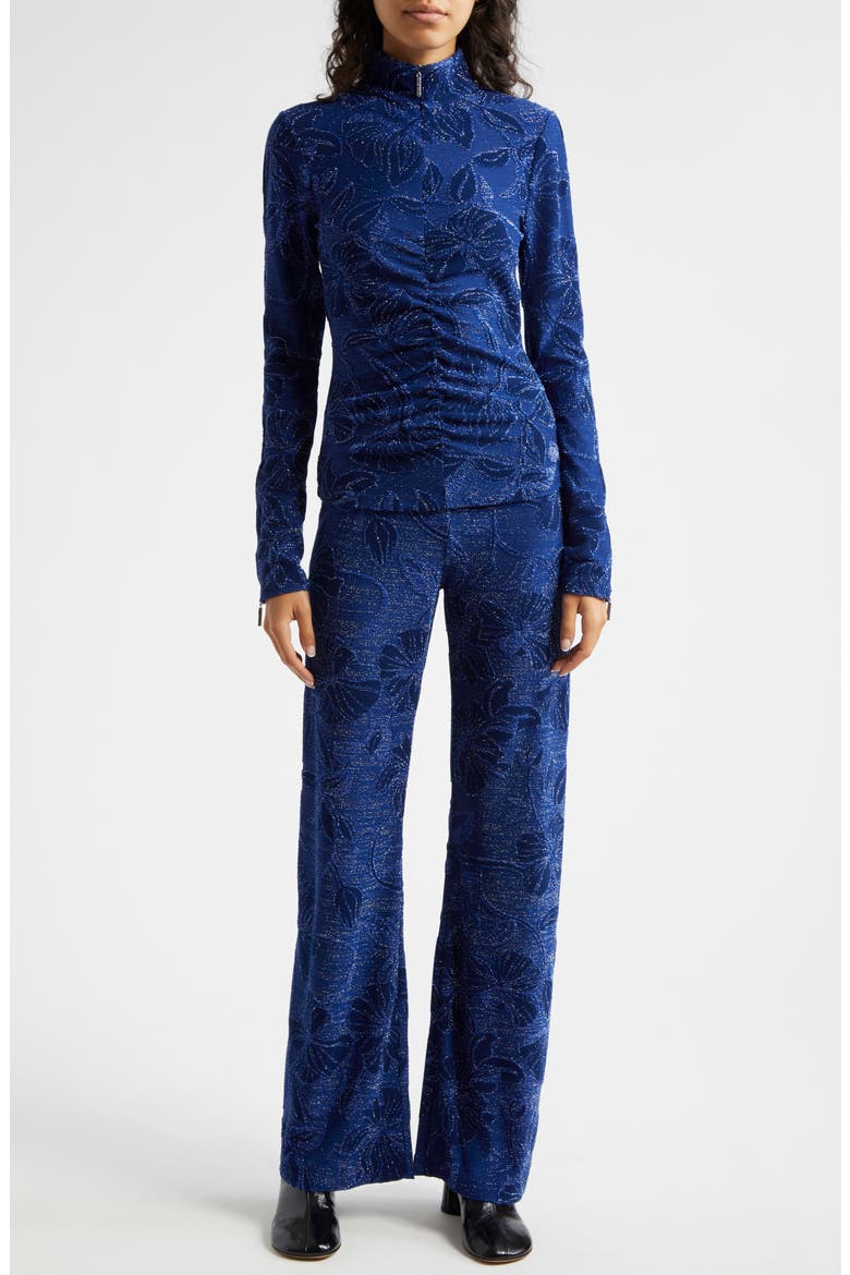 Metallic Floral Jacquard Pants, Alternate, color, FINE LINE POPPIES