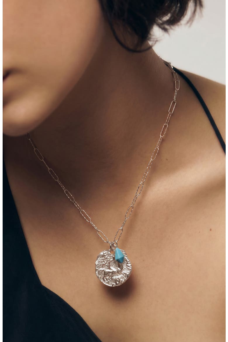 Goddess Coin Pendant Necklace, Alternate, color, STERLING SILVER
