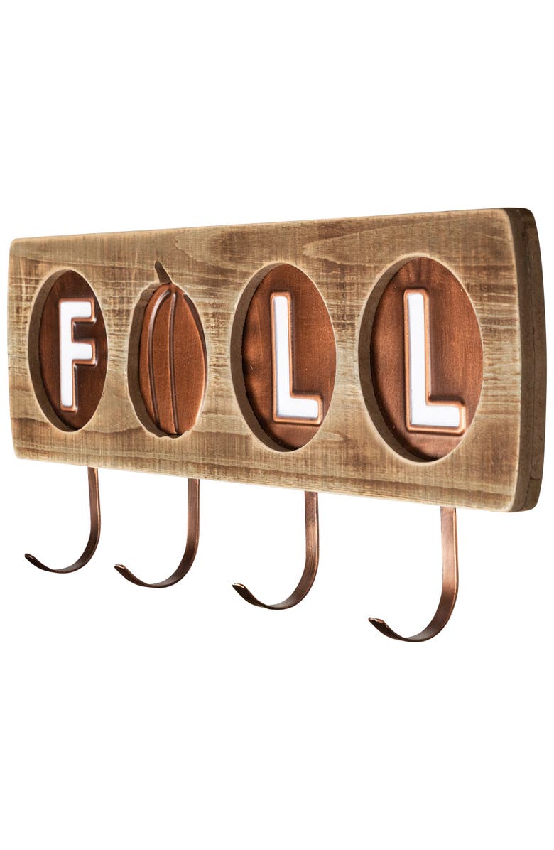 Northlight Fall Pumpkin Keyholder Harvest Wooden Wall Sign - 20", Alternate, color, Bronze