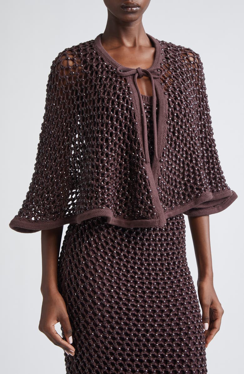 Diotima Crystal Mesh Capelet, Alternate, color, Nightshade