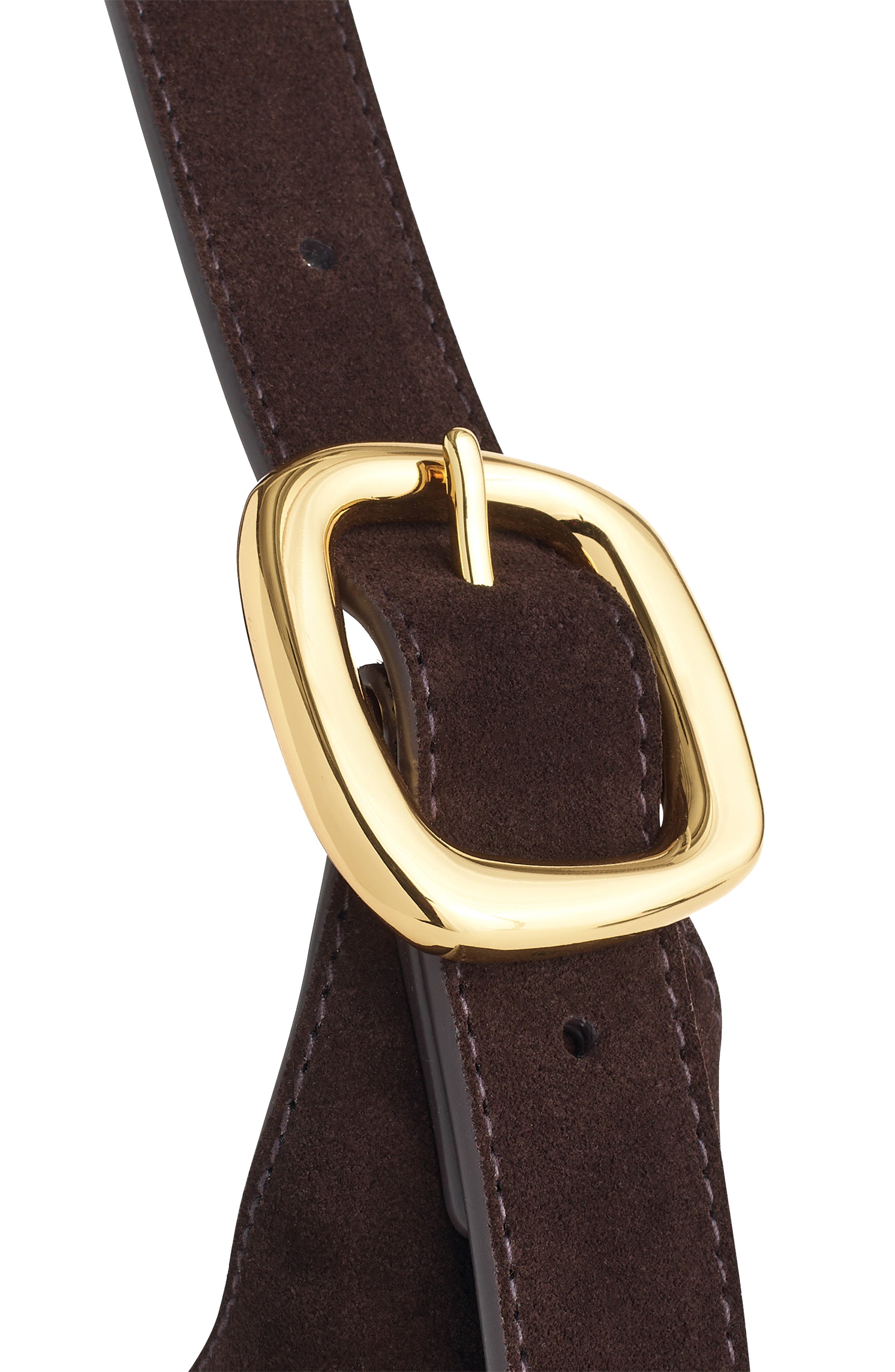 Madewell The Sculptural Buckle Suede Shoulder Bag, Alternate, color, Dark Carob