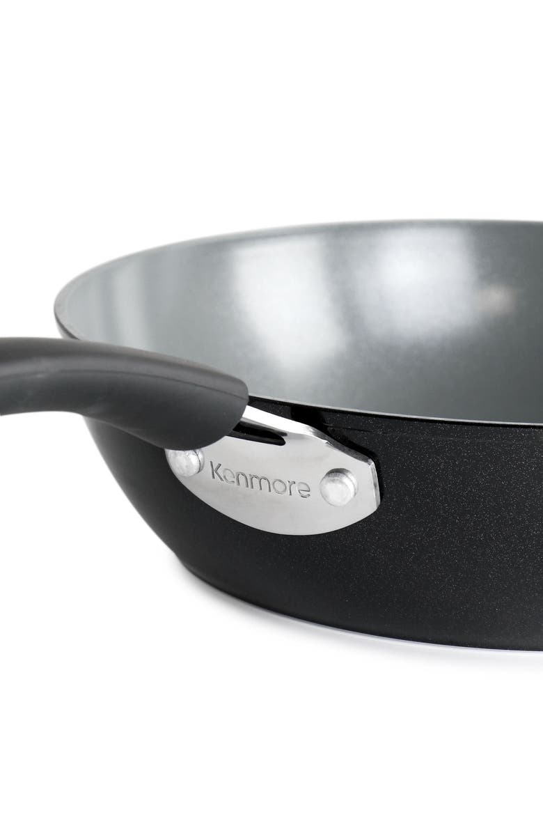 Kenmore Arlington 3.5 Quart Non Stick Aluminum Saute Pan with Lid, Alternate, color, Black