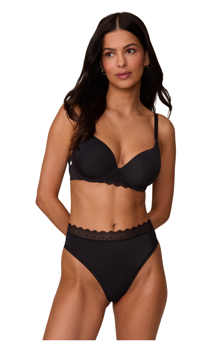 Harper Wilde Base Lace T-Shirt Bra, Alternate, color, Black