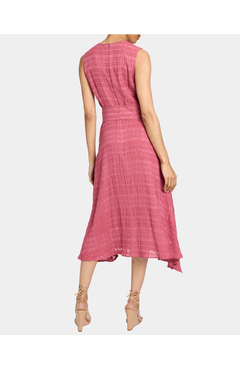 Santorelli NIA Asymmetric Midi Dress in Laser Cut Linen-Cotton, Alternate, color, Peony