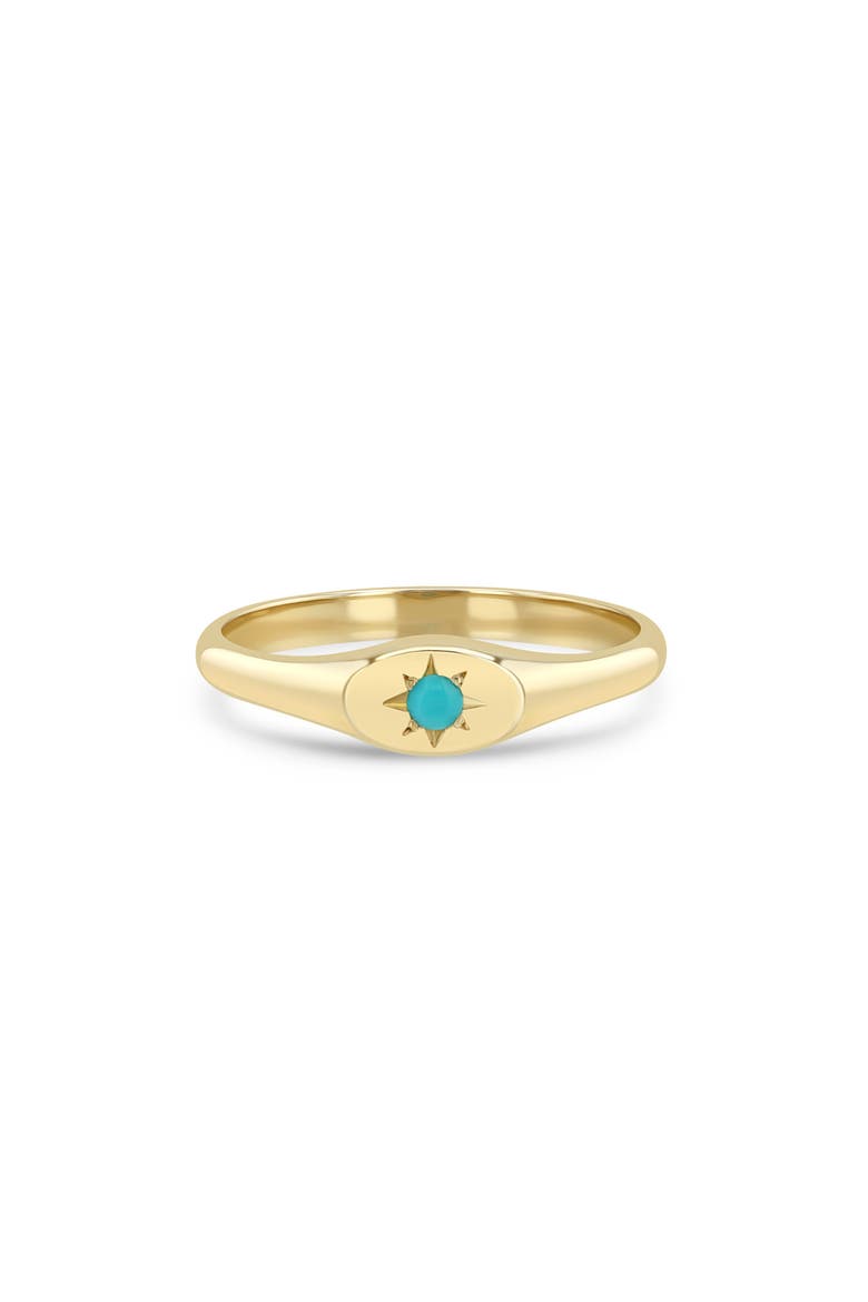 14K Gold Turquoise Signet Ring, Main, color, 14K YELLOW GOLD / TURQUOISE