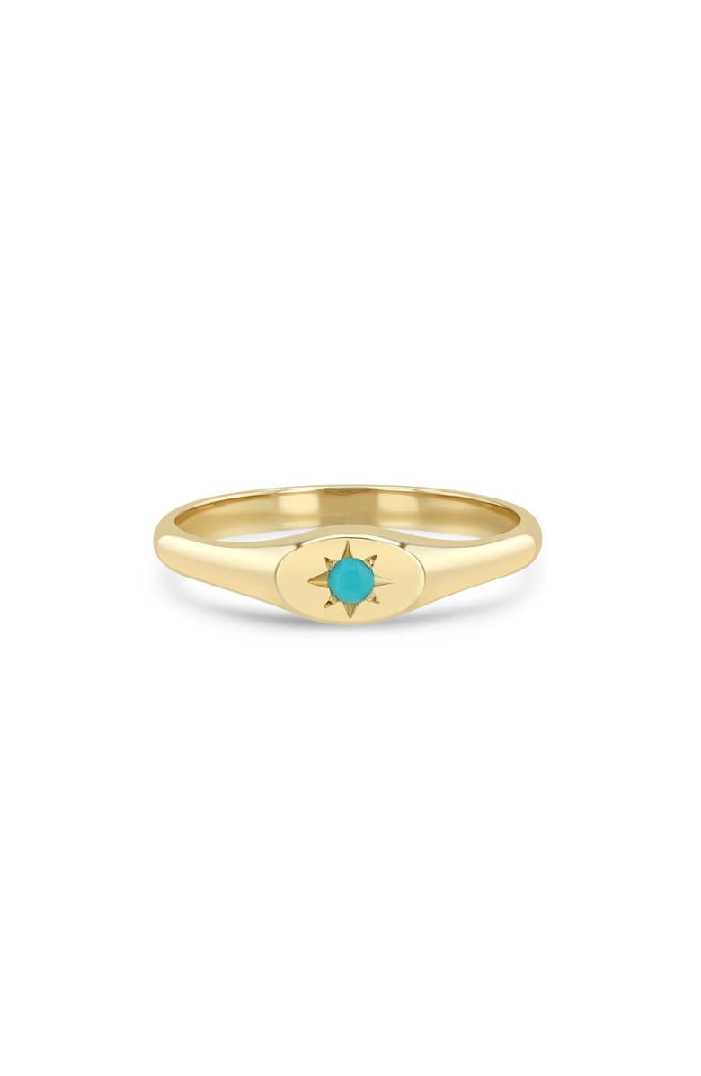 Zoë Chicco 14K Gold Turquoise Signet Ring, Main, color, 14K Yellow Gold / Turquoise