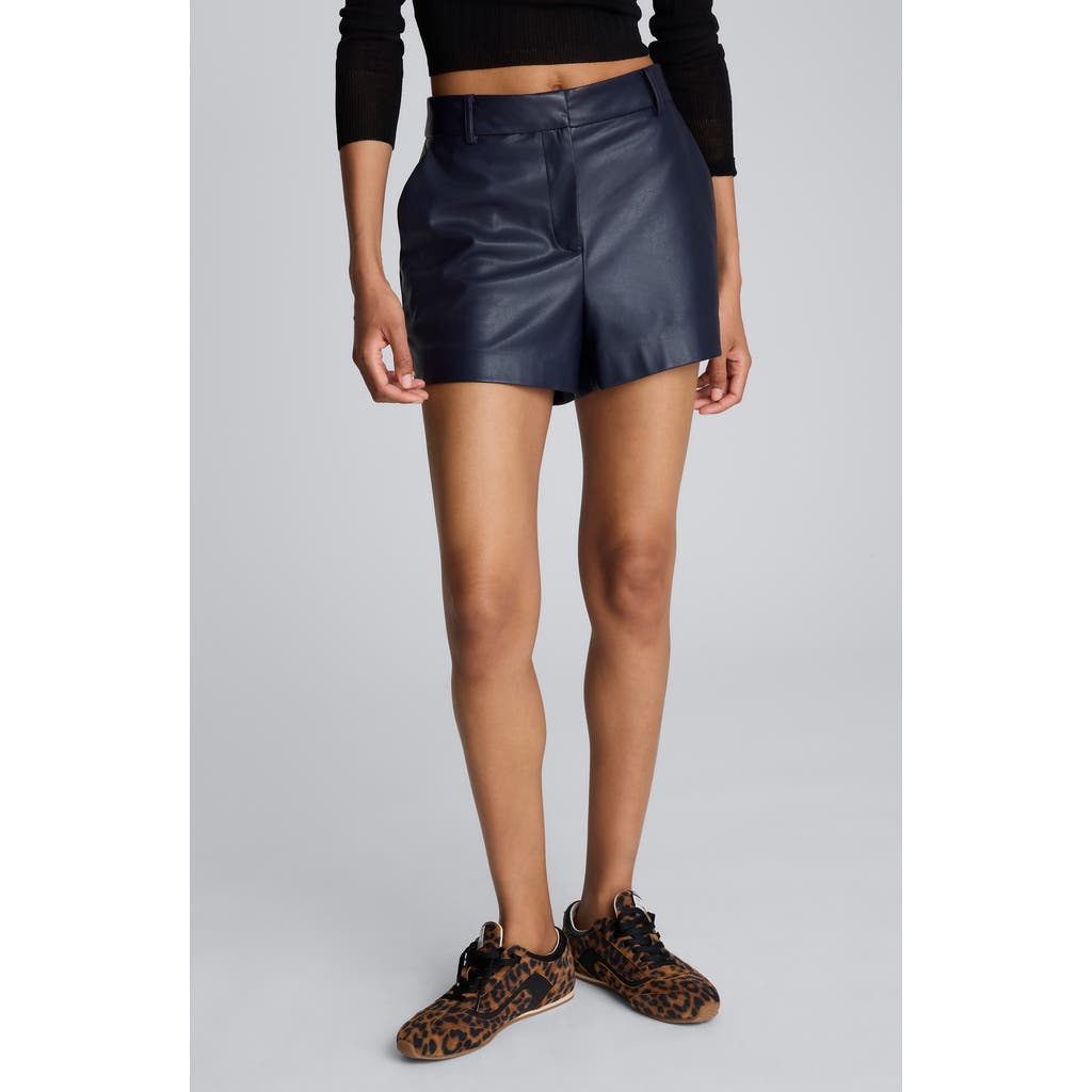 Kenneth Cole Faux Leather Fly Front Short In Blue