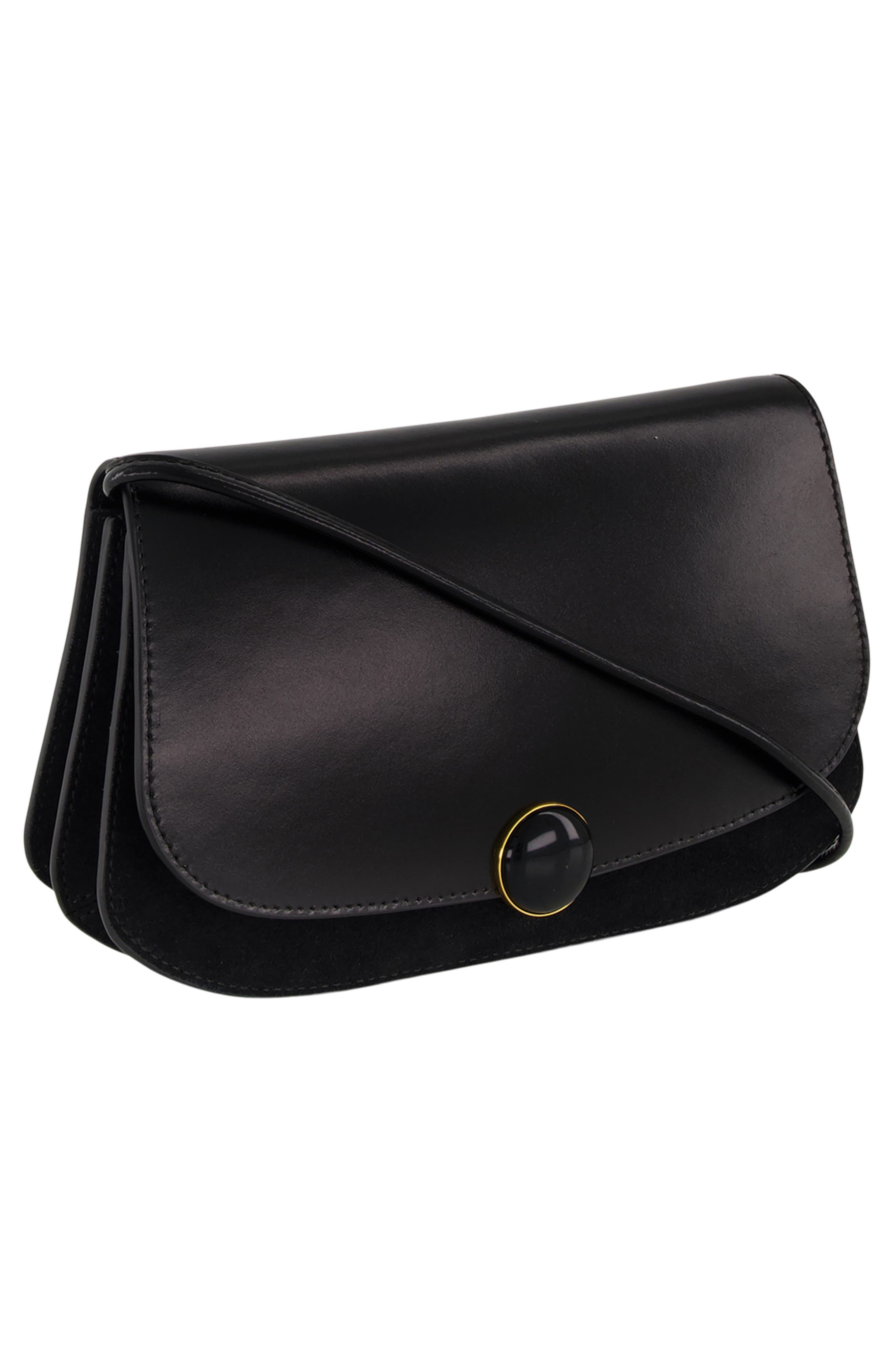 Flora Triple Gusset Leather Clutch Wallet, Alternate, color, BLACK