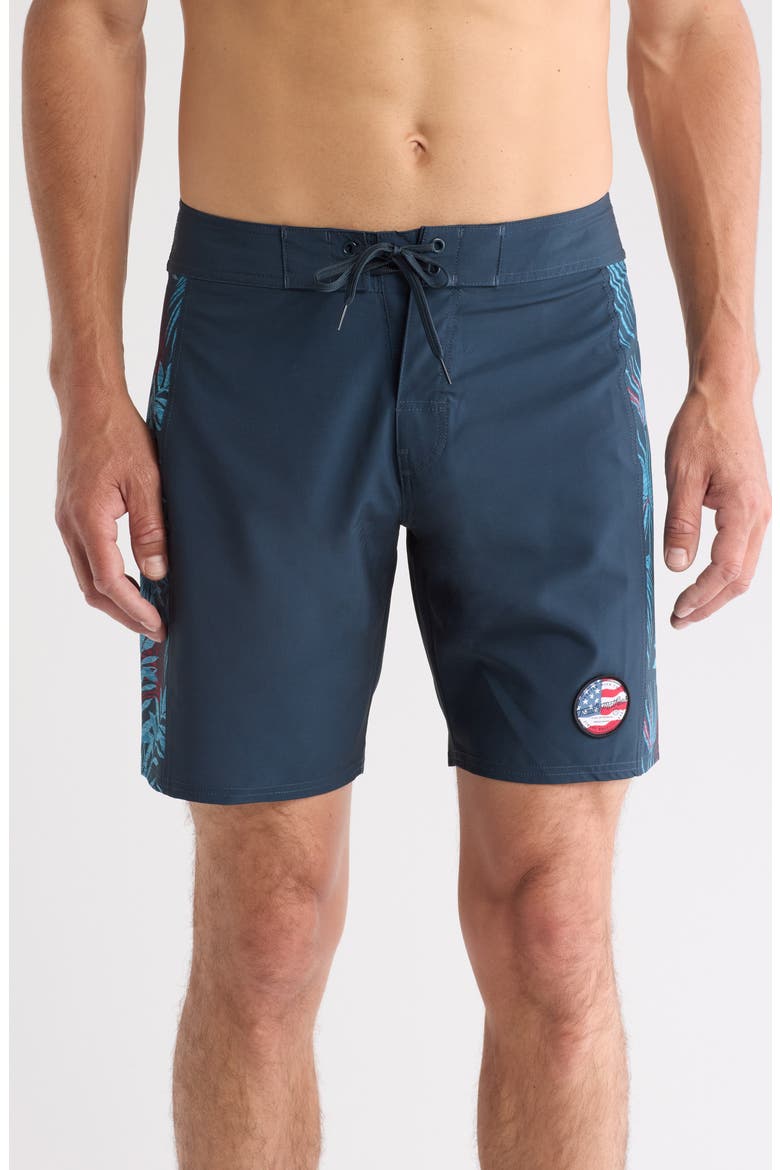 Dawns Early Light Board Shorts, Main, color, BLUE NIGHTS