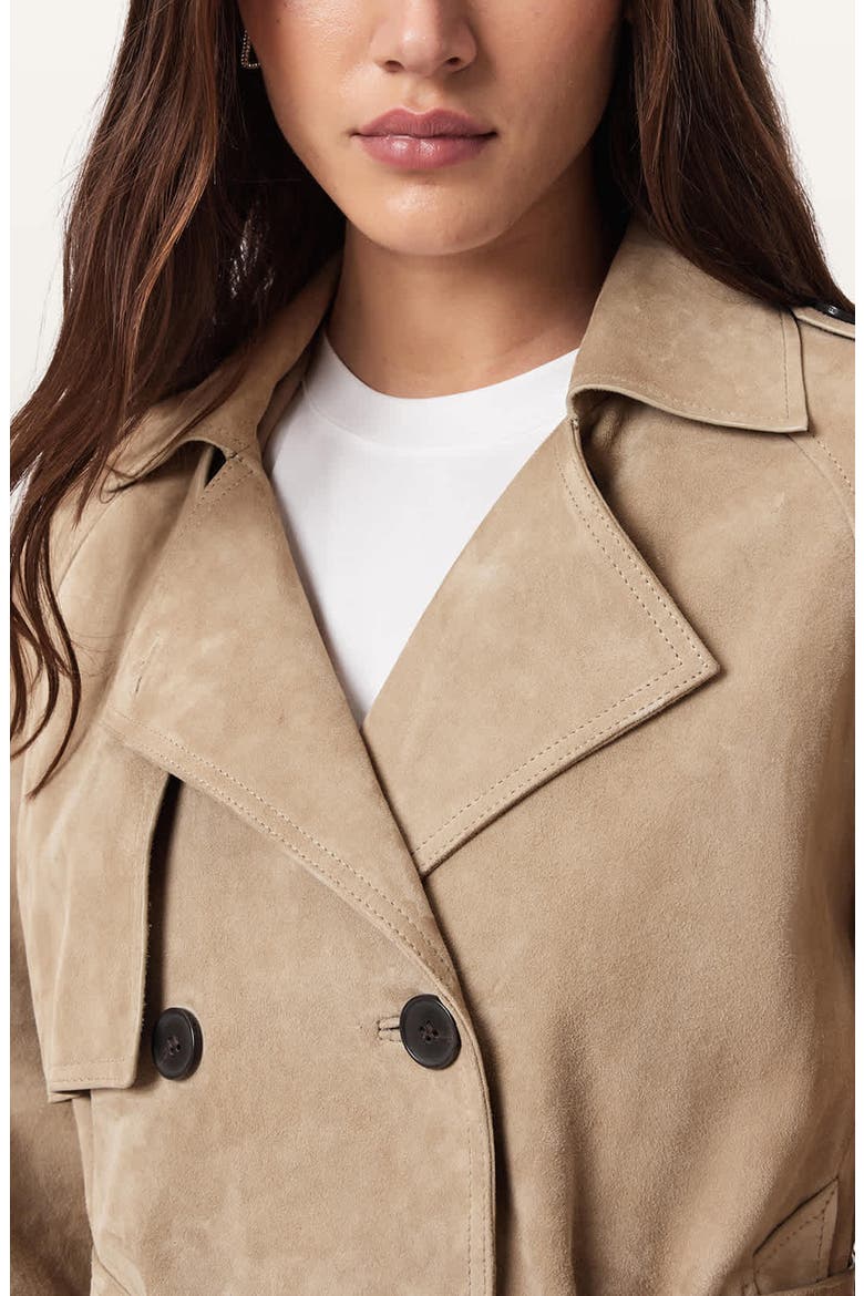 Reed Suede Trench Jacket, Alternate, color, TAUPE BROWN