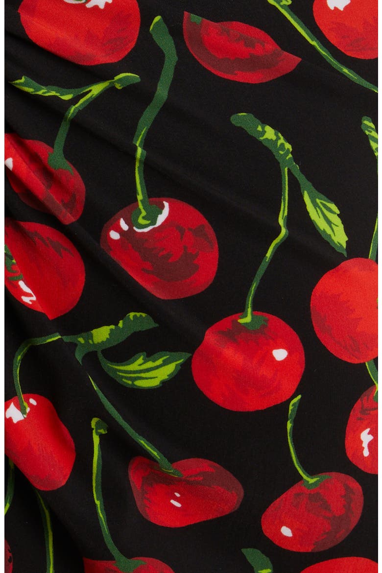 Cherry Print Column Skirt, Alternate, color, BLACK PRINT