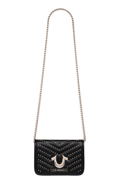 True Religion Horseshoe Multi Stud Flap Crossbody In Black