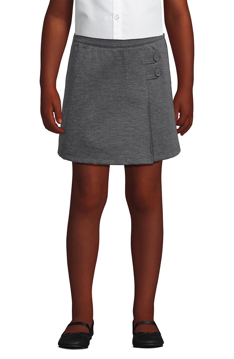 Lands' End Girls Ponte A Line Skort Above the Knee, Main, color, Charcoal Heather