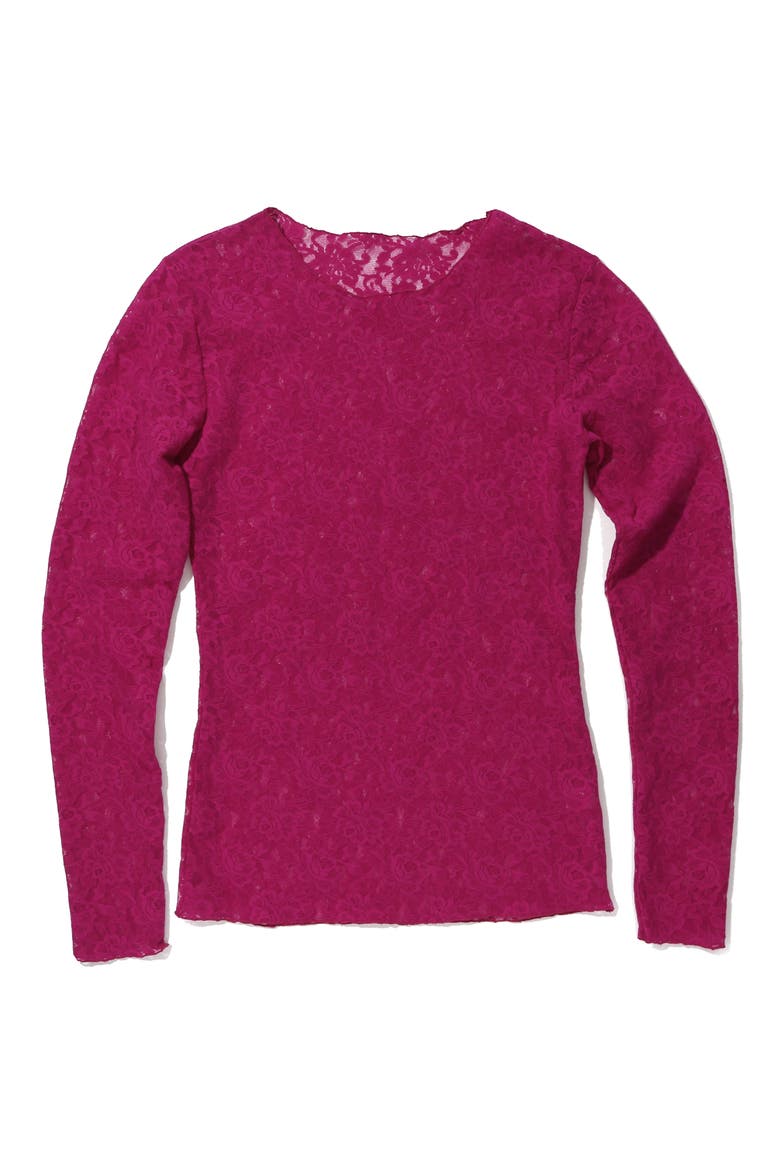 Signature Lace Long Sleeve Top, Alternate, color, FROM THE VINE RED
