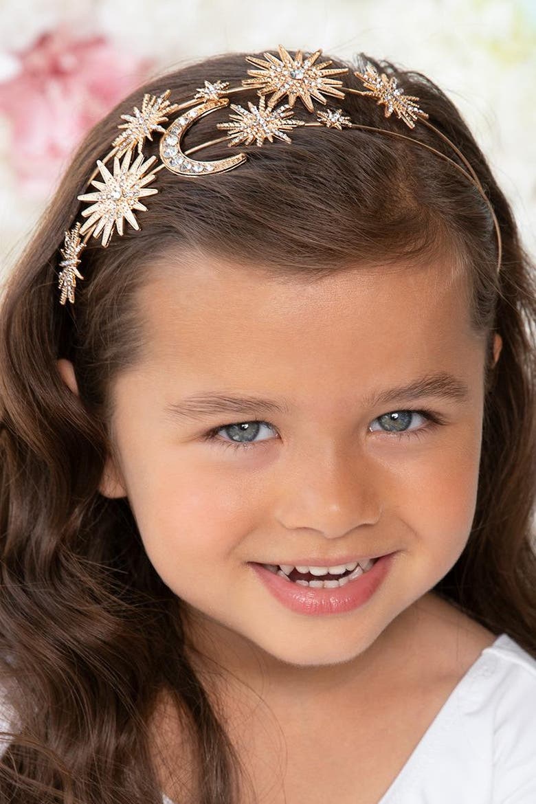 Moon and Stars Tiara, Alternate, color, Metallic Gold