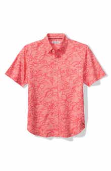 San Lucio Tides Flora IslandZone® Short Sleeve Cotton Blend Button-Up Shirt