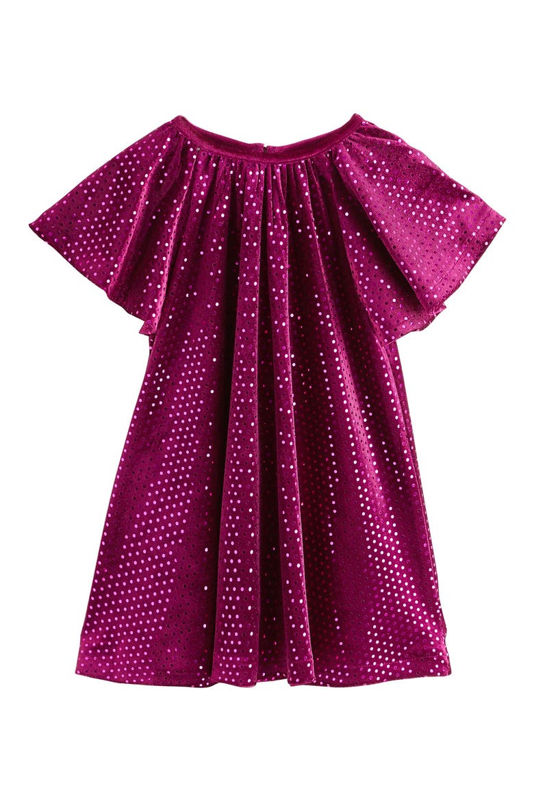 Kids' Foil Dot Velvet Dress, Main, color, BURGUNDY