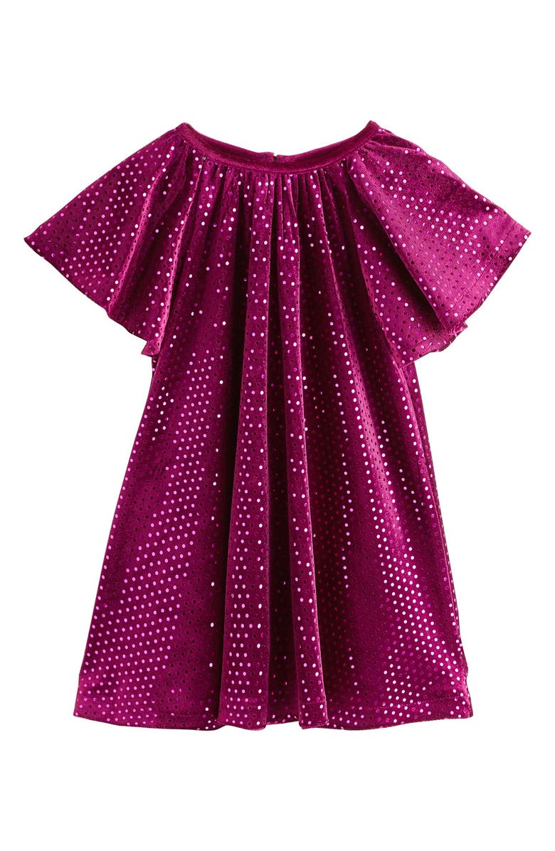 NEXT Kids' Foil Dot Velvet Dress, Main, color, Burgundy