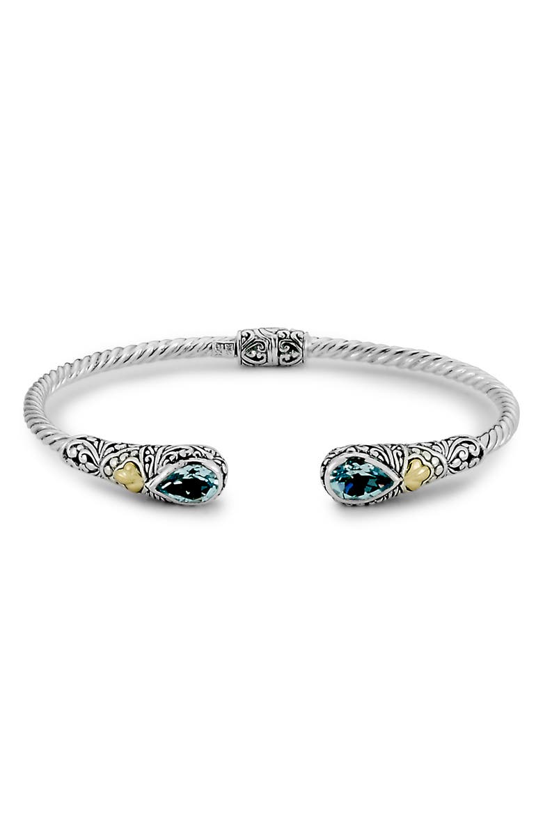 SAMUEL B. 18K Yellow Gold & Sterling Silver Blue Topaz Bangle Bracelet, Main, color, 
