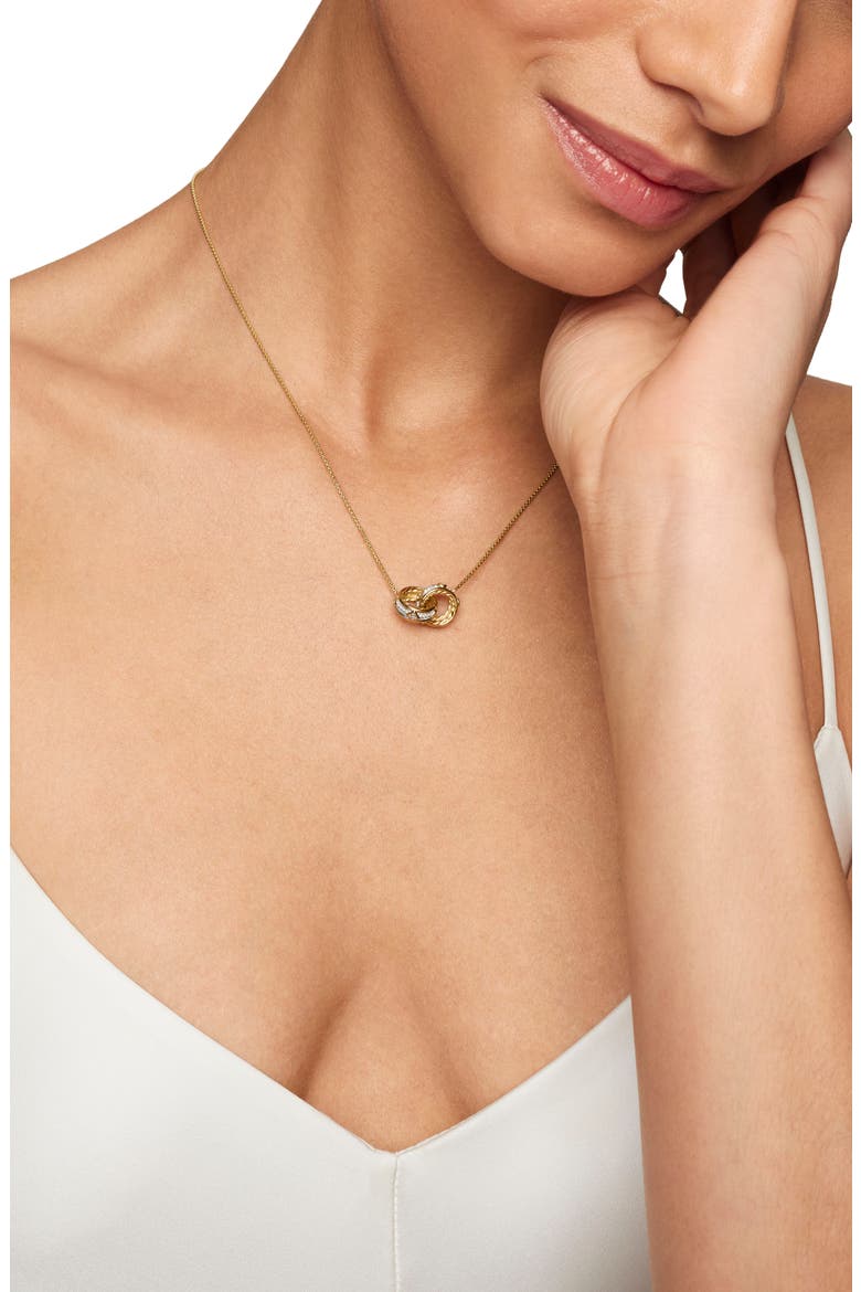 Modern Renaissance Double Pendant Necklace in 18K Yellow Gold with Full Pavé Diamonds, Alternate, color, 18K YELLOW GOLD