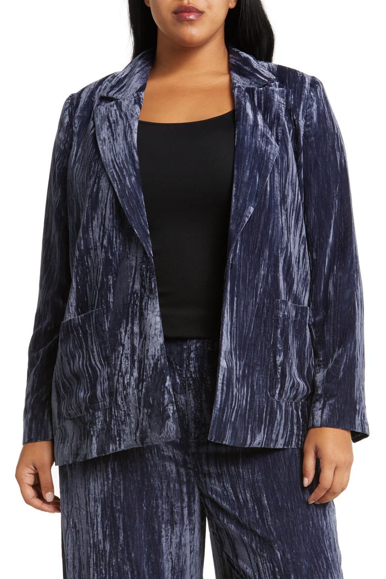 Relaxed Fit Textured Velvet Blazer, Main, color, NAVY BLAZER